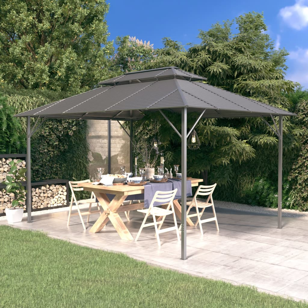 vidaXL Gazebo with Double Roof 3x4 m Anthracite - Outdoor Shade and Privacy