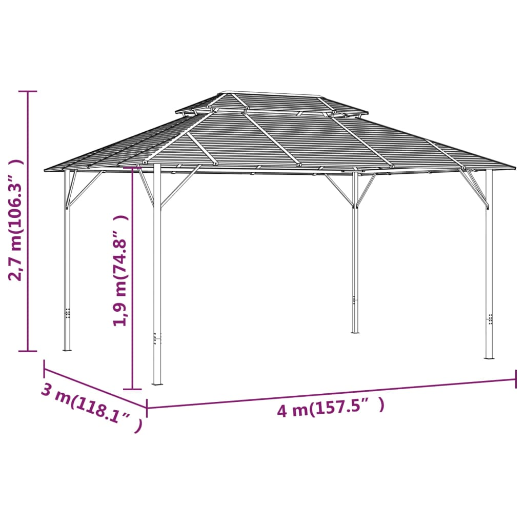 vidaXL Gazebo with Double Roof 3x4 m Anthracite - Outdoor Shade and Privacy