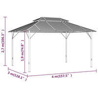 vidaXL Gazebo with Double Roof 3x4 m Anthracite - Outdoor Shade and Privacy