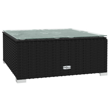 vidaXL Garden Coffee Table Black 60x60x30 cm - Poly Rattan and Glass