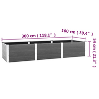 vidaXL Garden Raised Bed Grey 300x100x54 cm WPC