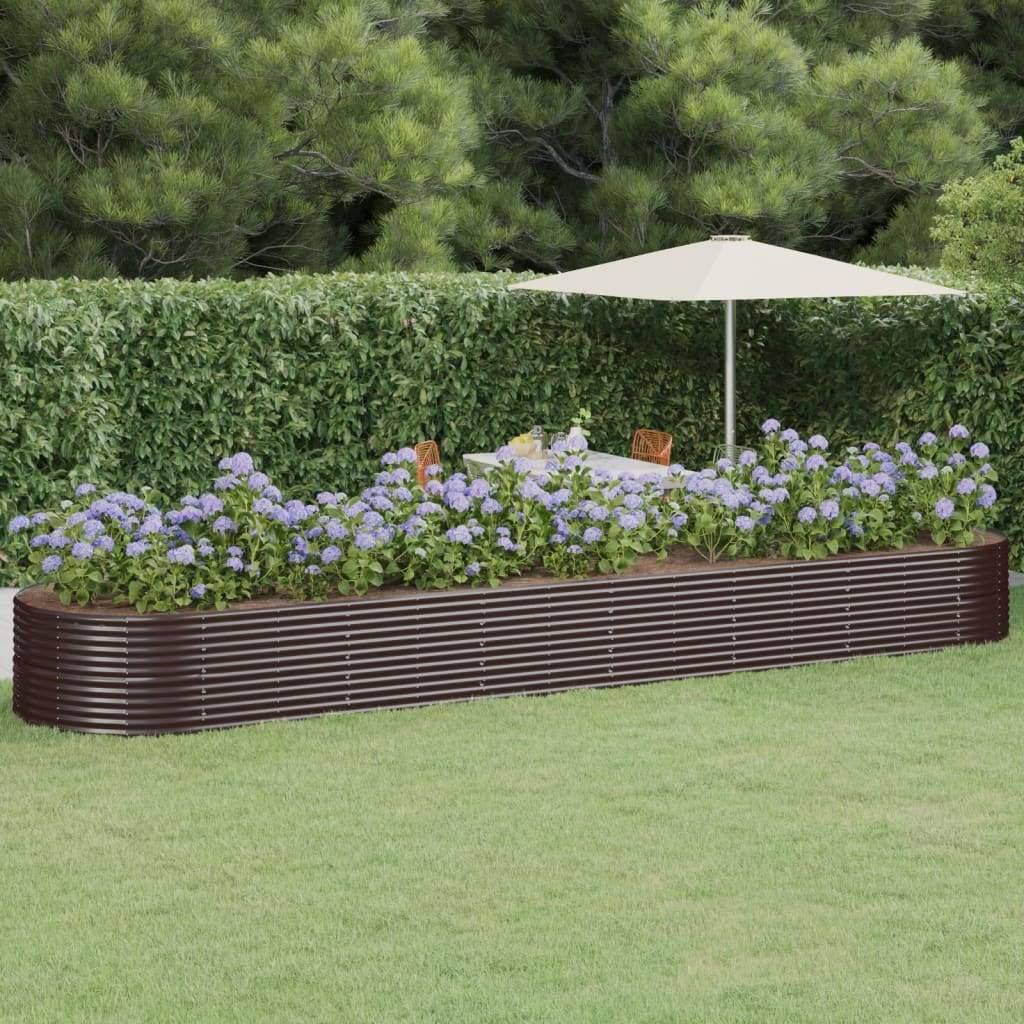 vidaXL Garden Raised Bed Powder-coated Steel 584x140x68 cm Brown