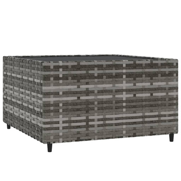 vidaXL Square Garden Coffee Table Grey 50x50x30 cm Poly Rattan - Weather Resistant, Tempered Glass, Sturdy Frame