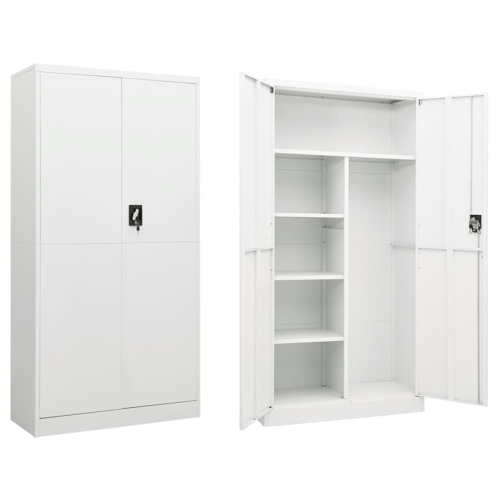 vidaXL Locker Cabinet White 90x40x180 cm Steel - Industrial Design, Ample Storage Space, Durable & Easy to Clean