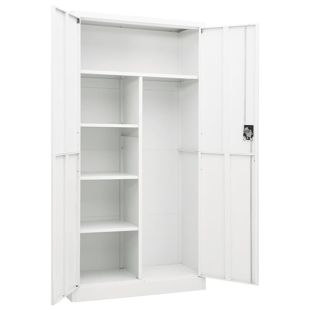 vidaXL Locker Cabinet White 90x40x180 cm Steel - Industrial Design, Ample Storage Space, Durable & Easy to Clean