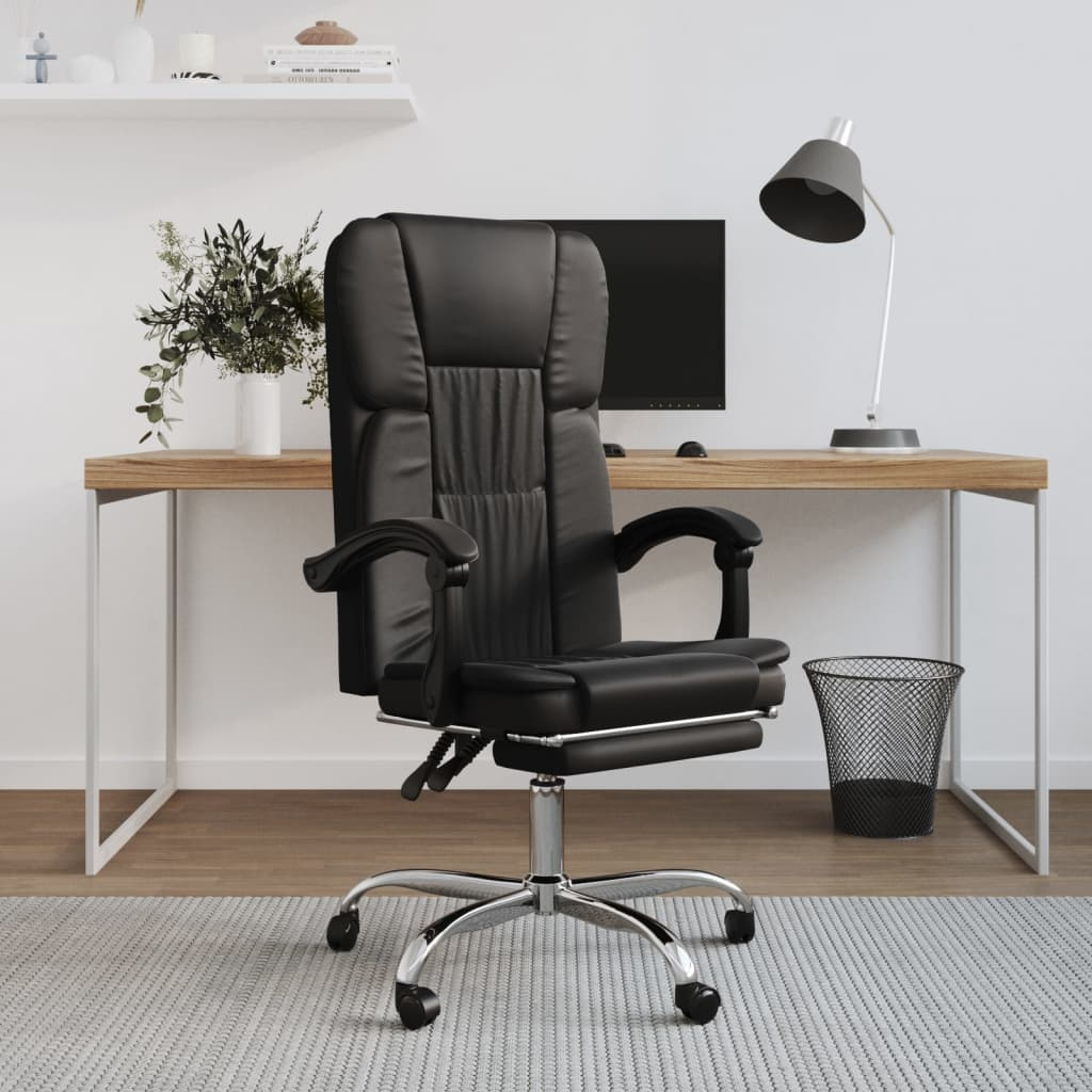 vidaXL Reclining Office Chair Black Faux Leather - Comfort and Style for Your Workspace