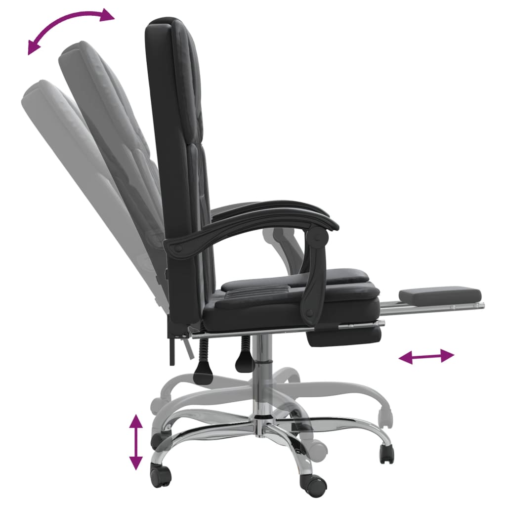 vidaXL Reclining Office Chair Black Faux Leather - Comfort and Style for Your Workspace