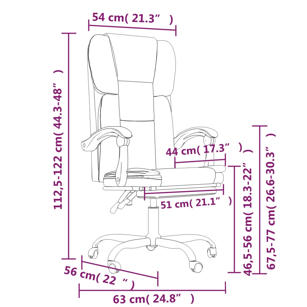 vidaXL Reclining Office Chair Black Faux Leather - Comfort and Style for Your Workspace