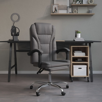 vidaXL Reclining Office Chair - Grey Faux Leather | Adjustable, Stylish, and Comfortable