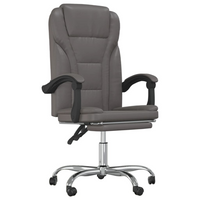 vidaXL Reclining Office Chair - Grey Faux Leather | Adjustable, Stylish, and Comfortable