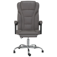 vidaXL Reclining Office Chair - Grey Faux Leather | Adjustable, Stylish, and Comfortable