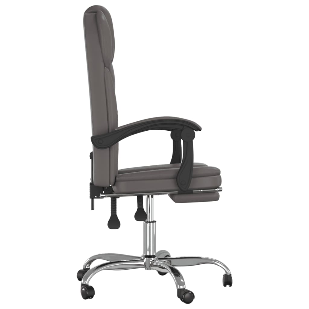 vidaXL Reclining Office Chair - Grey Faux Leather | Adjustable, Stylish, and Comfortable