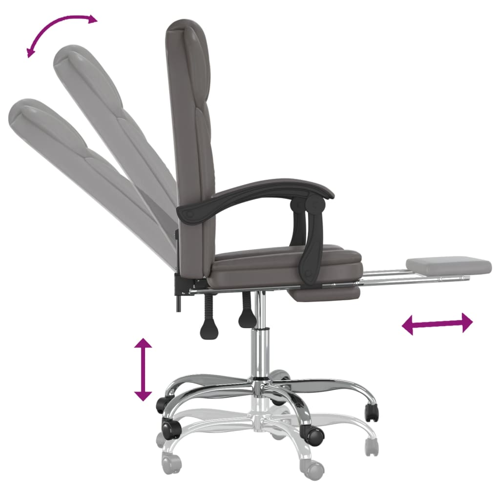 vidaXL Reclining Office Chair - Grey Faux Leather | Adjustable, Stylish, and Comfortable