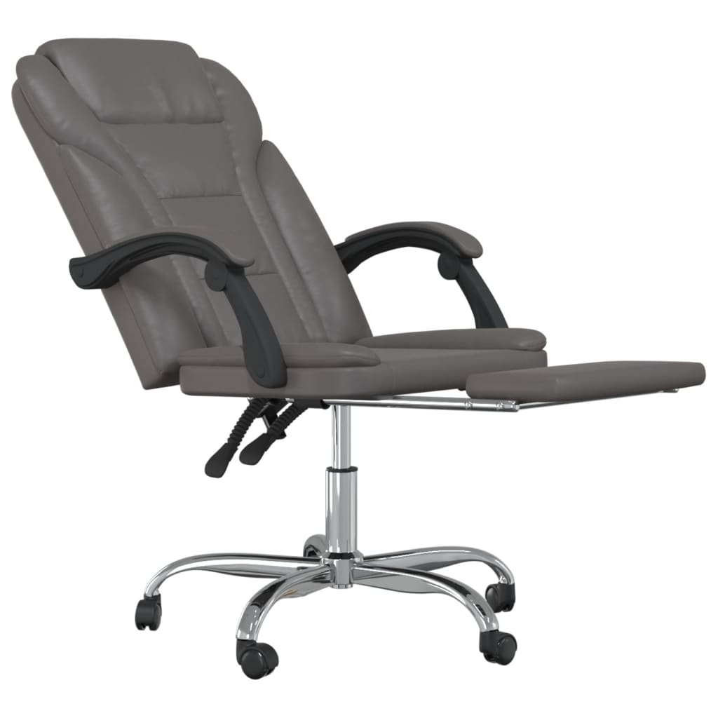 vidaXL Reclining Office Chair - Grey Faux Leather | Adjustable, Stylish, and Comfortable