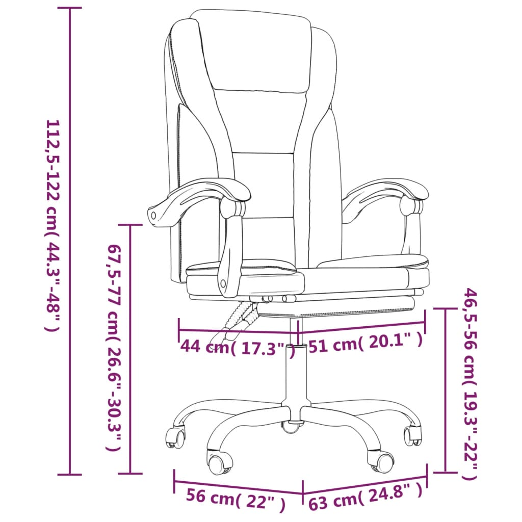 vidaXL Reclining Office Chair - Grey Faux Leather | Adjustable, Stylish, and Comfortable