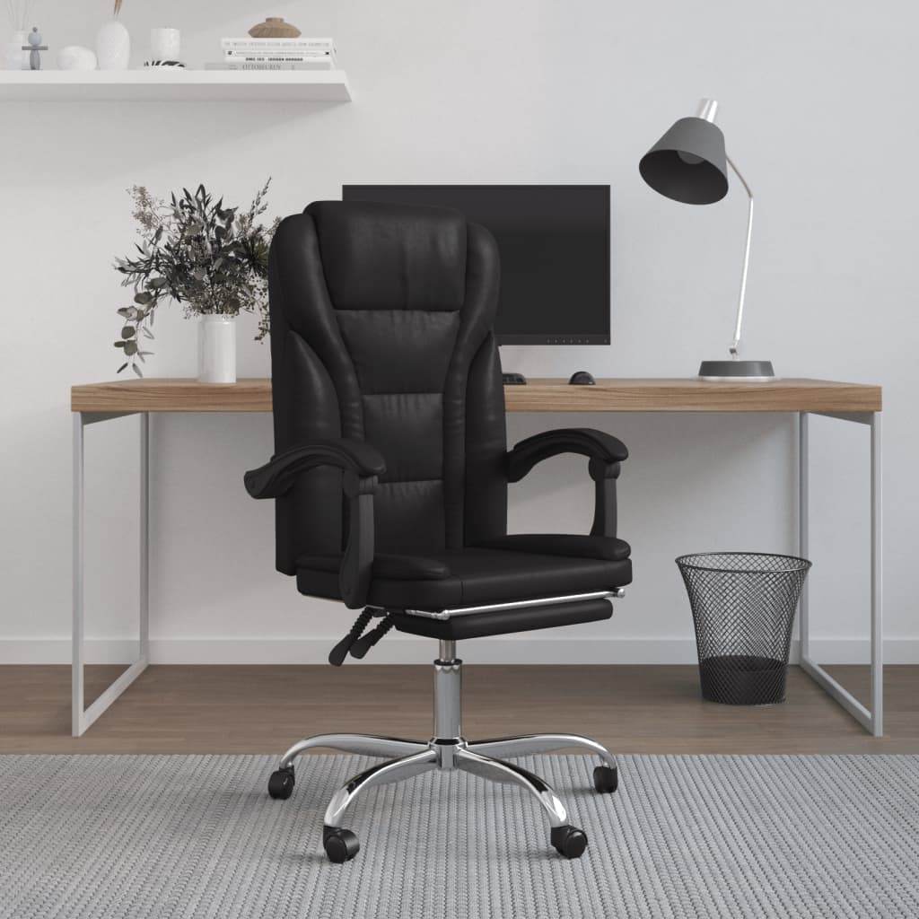 vidaXL Reclining Office Chair Black Faux Leather - Comfort and Style for Your Workspace