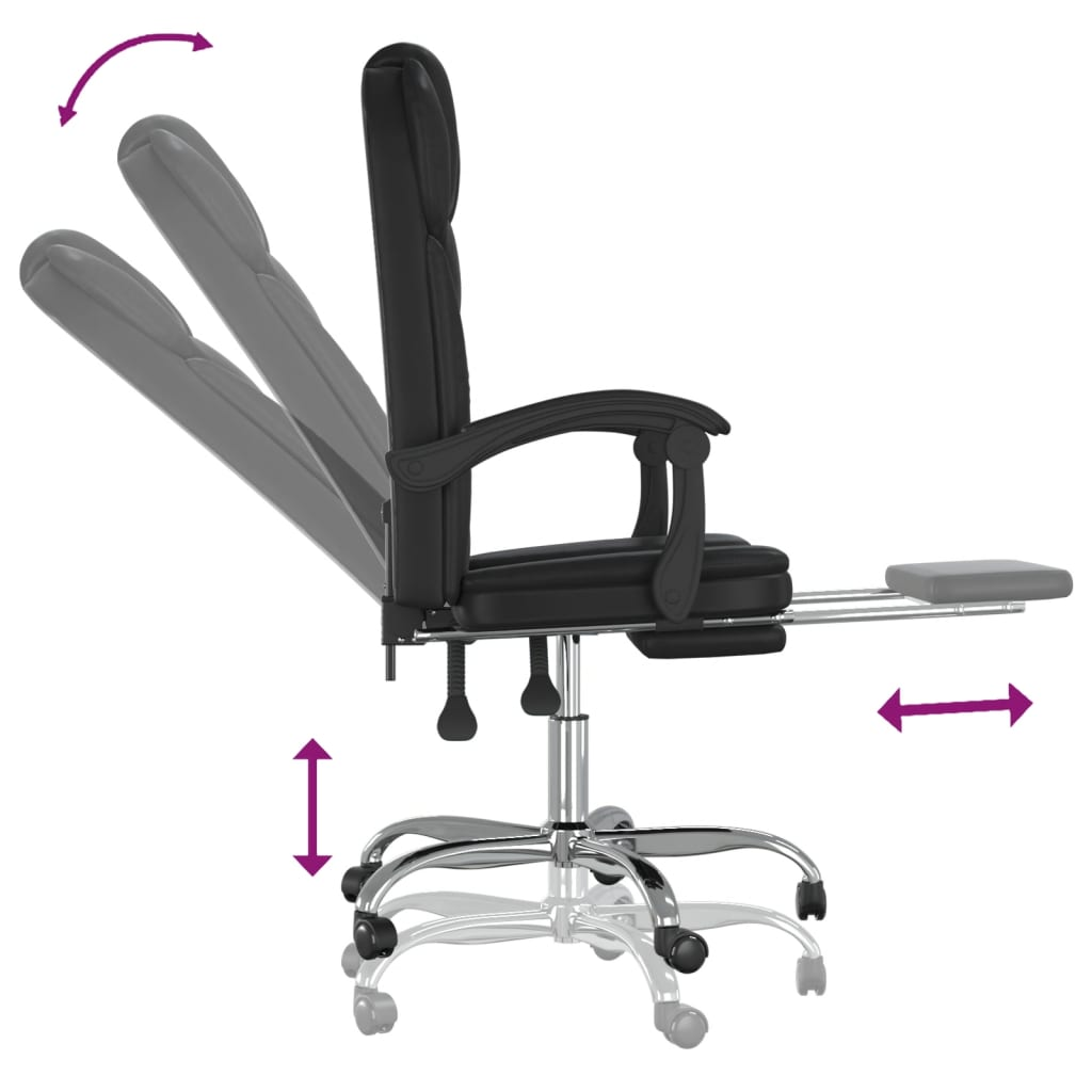 vidaXL Reclining Office Chair Black Faux Leather - Comfort and Style for Your Workspace