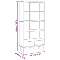 vidaXL Bookcase OTTA with 2 Drawers Brown Solid Wood Pine