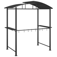 vidaXL BBQ Gazebo with Side Shelves Anthracite 210x114x230 cm Steel