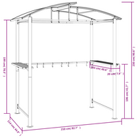 vidaXL BBQ Gazebo with Side Shelves Anthracite 210x114x230 cm Steel