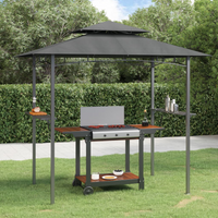 vidaXL BBQ Gazebo with Side Shelves Anthracite 240x150x243 cm Steel