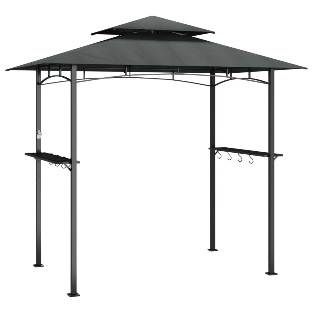 vidaXL BBQ Gazebo with Side Shelves Anthracite 240x150x243 cm Steel