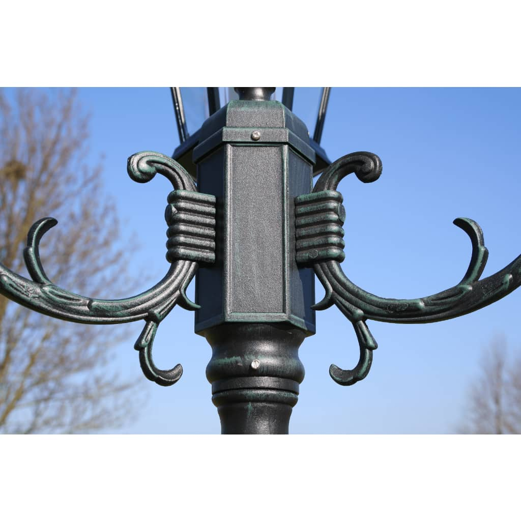 vidaXL Garden Light Post 3-arms 230 cm Dark Green/Black Aluminium