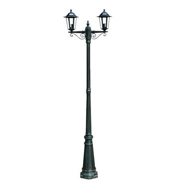 vidaXL Garden Light Post 2-arms 215 cm Dark Green/Black Aluminium