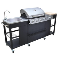 vidaXL Outdoor Kitchen Barbecue Montana 4 Burners - Stainless Steel Gas BBQ