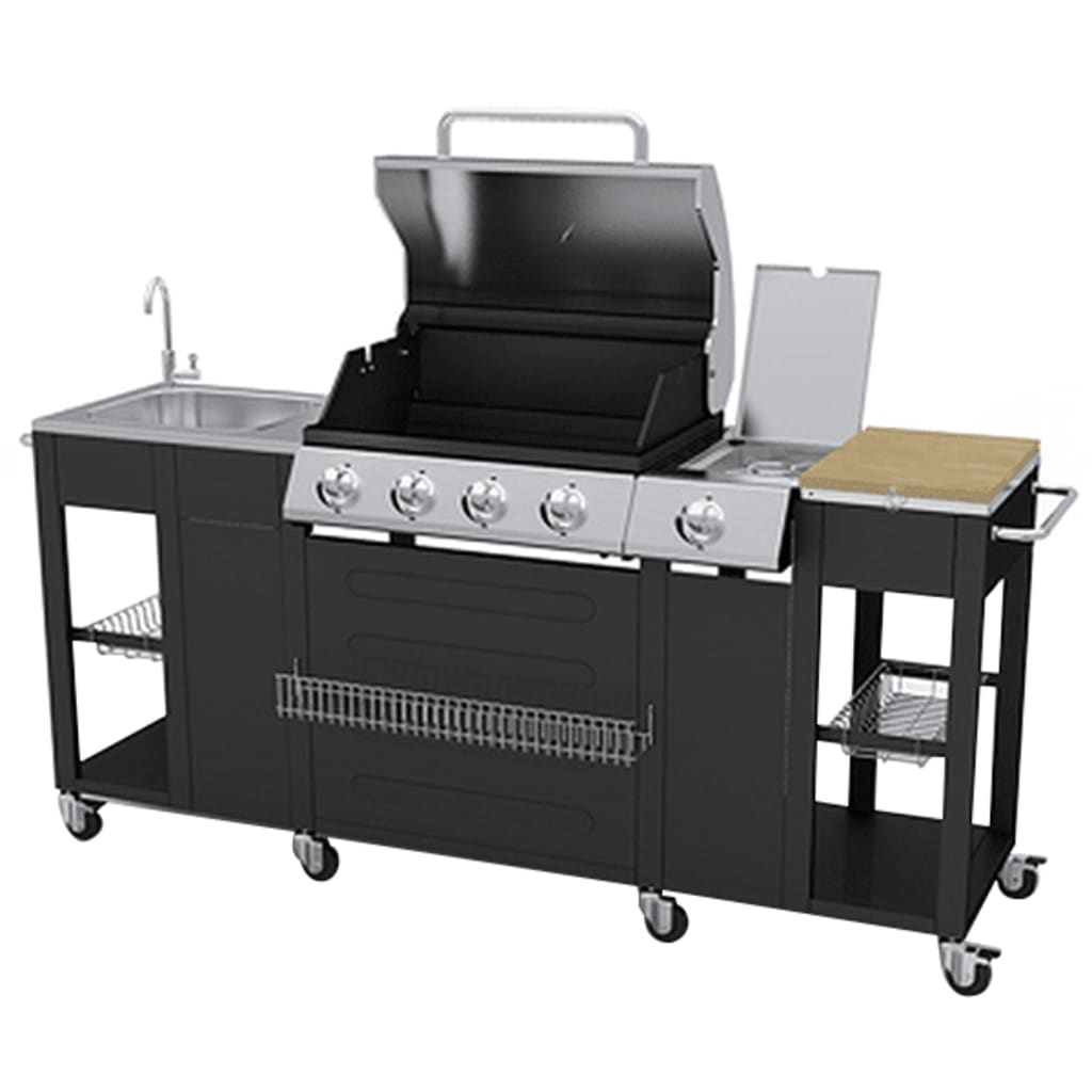 vidaXL Outdoor Kitchen Barbecue Montana 4 Burners - Stainless Steel Gas BBQ