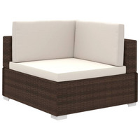 vidaXL 8 Piece Garden Lounge Set with Cushions Poly Rattan Brown - Outdoor Furniture