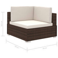 vidaXL 8 Piece Garden Lounge Set with Cushions Poly Rattan Brown - Outdoor Furniture