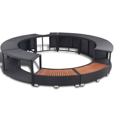 vidaXL Hot Tub Surround Black Poly Rattan - Stylish and Functional Spa Accessory