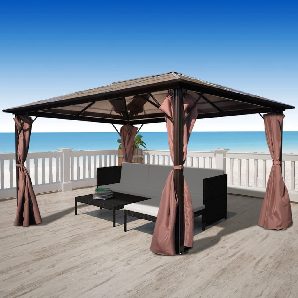 vidaXL Gazebo with Curtain Brown Aluminium 400 x 300 cm