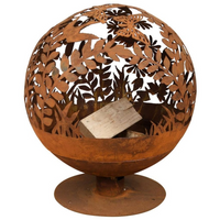 Esschert Design Fire Pit Laser Cut Flowers Rust FF294 - Perfect for Outdoor Campfire Get-Togethers