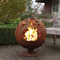 Esschert Design Fire Pit Laser Cut Flowers Rust FF294 - Perfect for Outdoor Campfire Get-Togethers