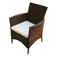 vidaXL 9 Piece Outdoor Dining Set with Cushions - Poly Rattan Brown