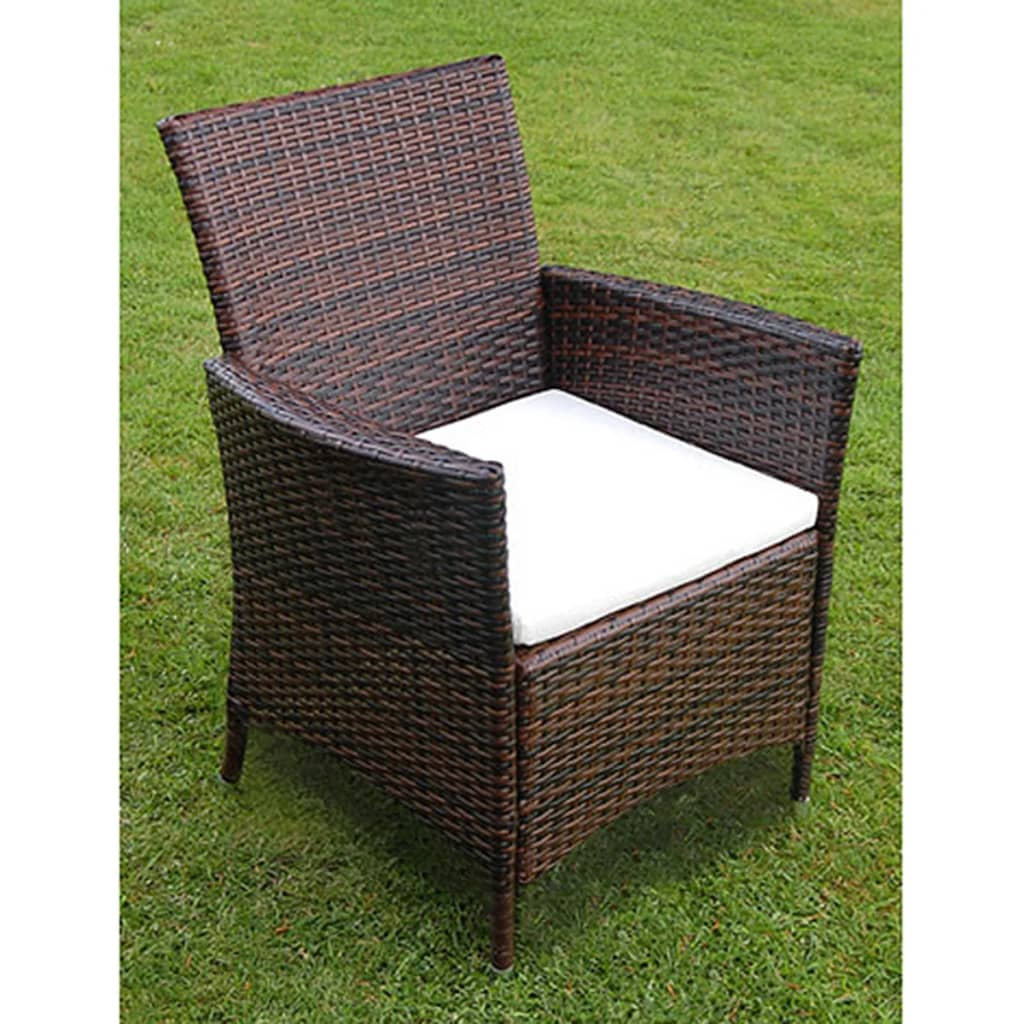 vidaXL 9 Piece Outdoor Dining Set with Cushions - Poly Rattan Brown