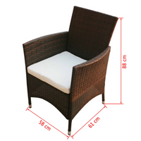 vidaXL 9 Piece Outdoor Dining Set with Cushions - Poly Rattan Brown