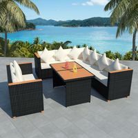 vidaXL 5 Piece Garden Lounge Set with Cushions | Poly Rattan | Black