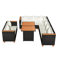 vidaXL 5 Piece Garden Lounge Set with Cushions | Poly Rattan | Black