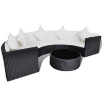 vidaXL 6 Piece Garden Lounge Set with Cushions - Poly Rattan Black