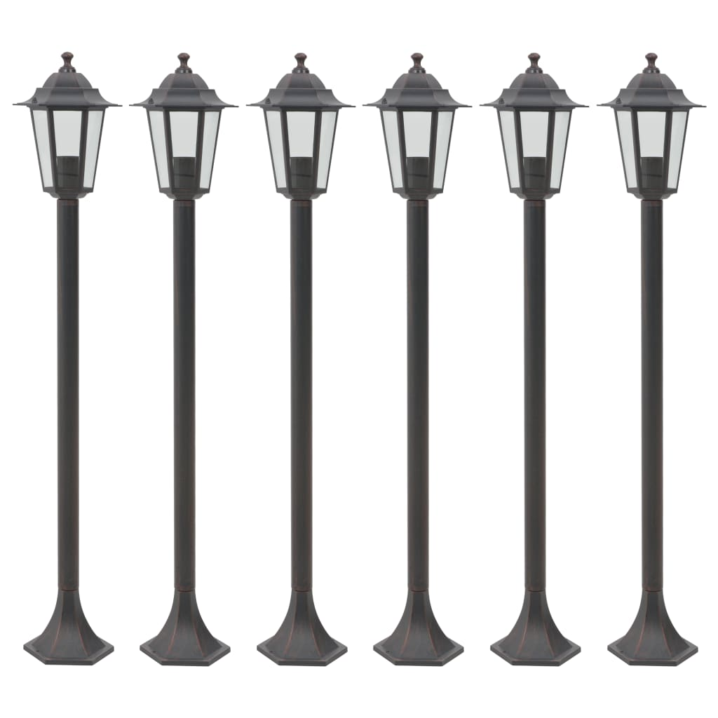 vidaXL Garden Post Lights 6 pcs E27 110 cm Aluminium Bronze - Illuminate Your Garden with Style