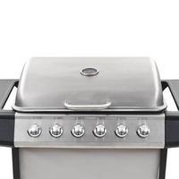 vidaXL Gas BBQ Grill with 6 Cooking Zones Stainless Steel Silver