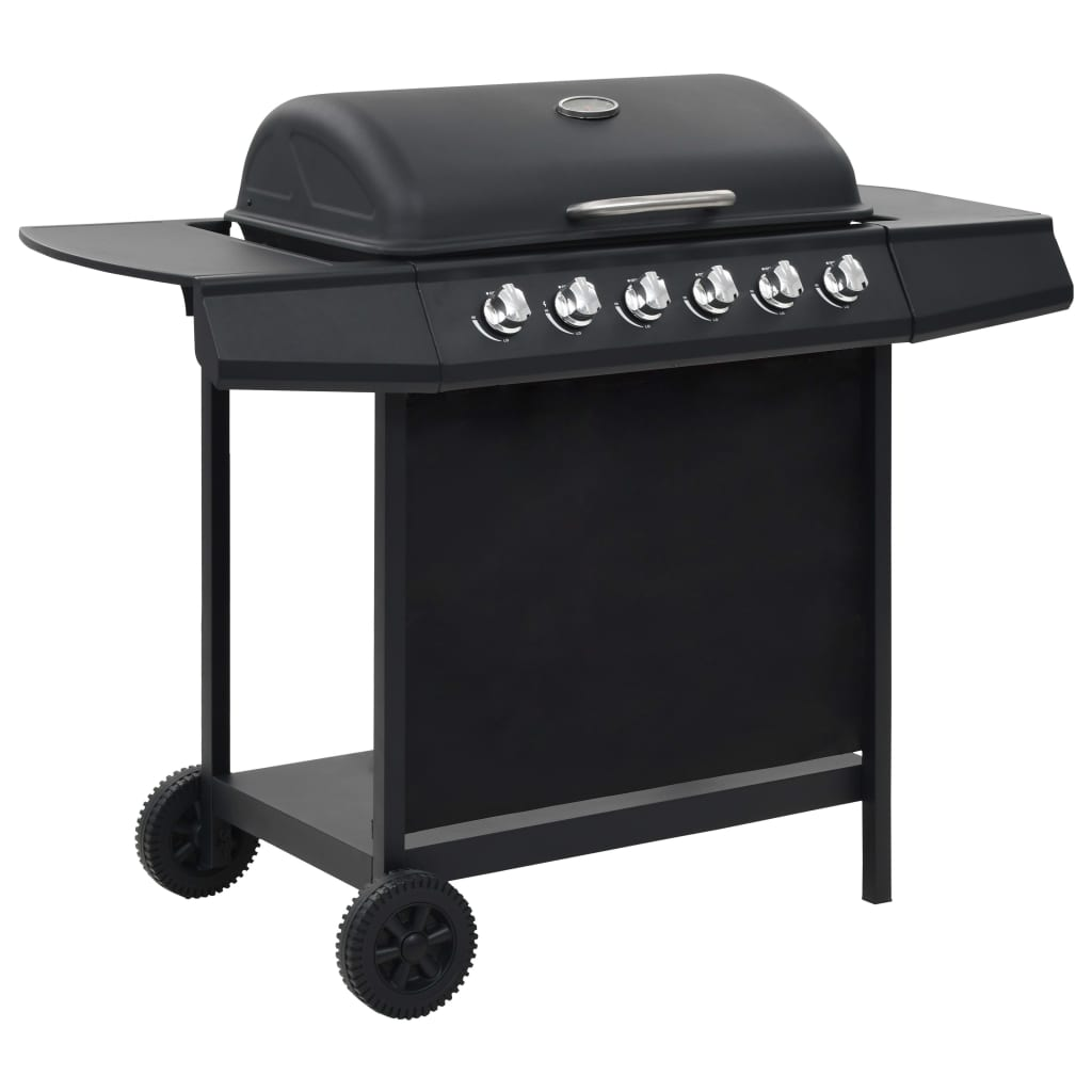 vidaXL Gas BBQ Grill with 6 Cooking Zones Steel Black