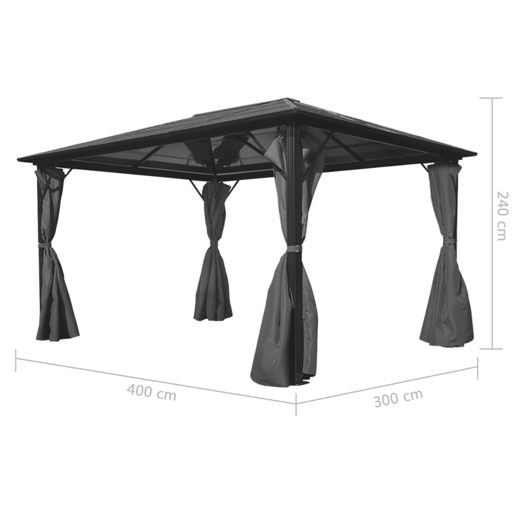 vidaXL Gazebo with Curtain Anthracite Aluminium 400x300 cm