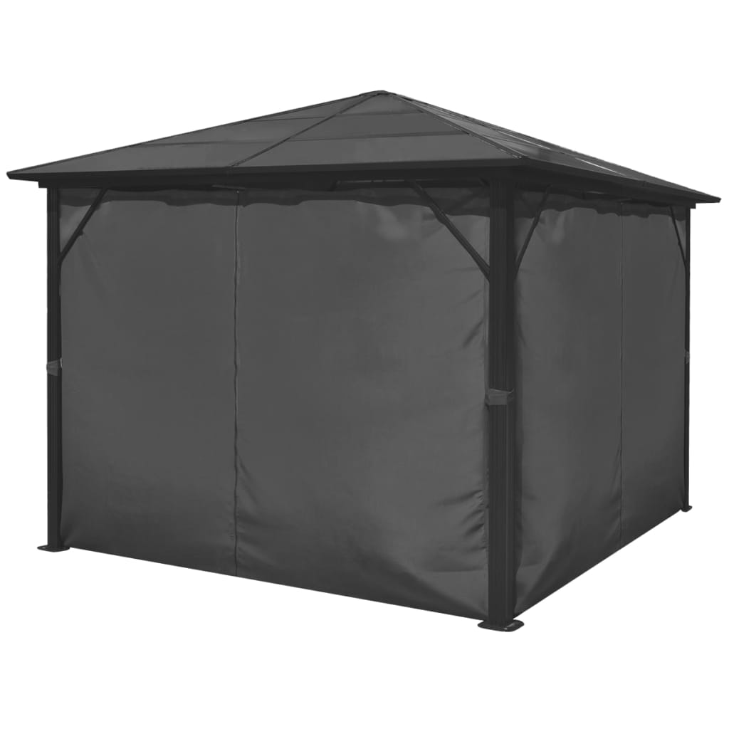 vidaXL Gazebo with Curtain Anthracite Aluminium 300x300 cm