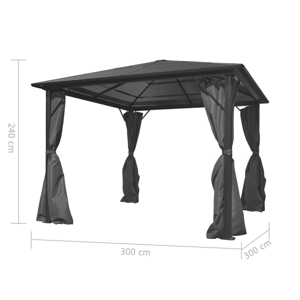 vidaXL Gazebo with Curtain Anthracite Aluminium 300x300 cm