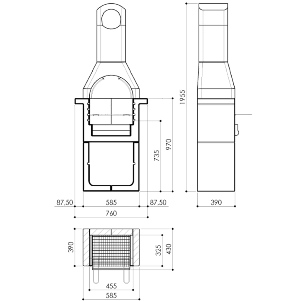 vidaXL Concrete Charcoal BBQ Stand with Chimney - Stable and Sturdy