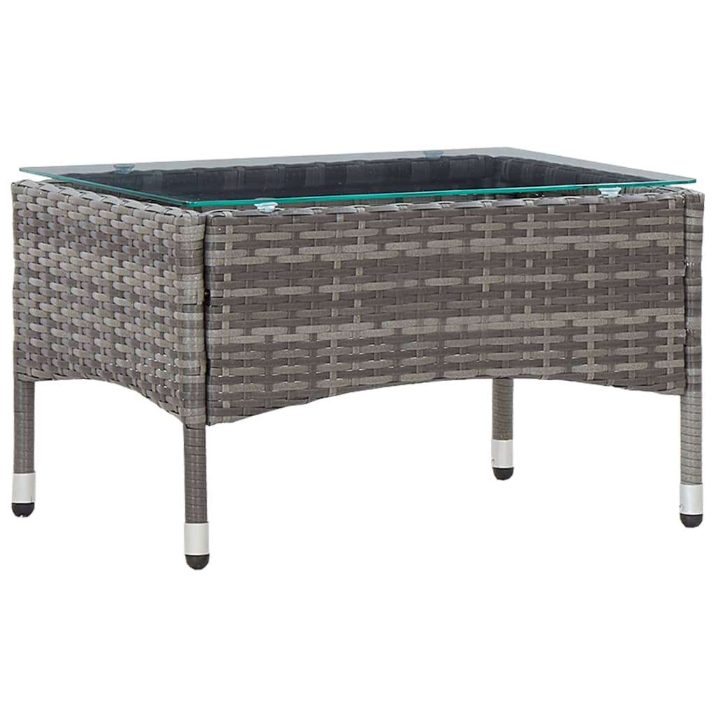 vidaXL Coffee Table Grey 60x40x36 cm Poly Rattan - Weather Resistant, Easy to Clean, Easy Assembly